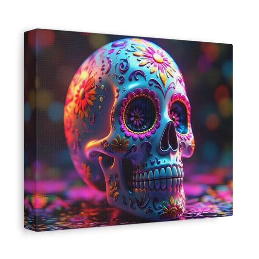 Colorful Sugar Skull Art Canvas | Psychedelic Wall Decor, Day of the Dead Art, Unique Gift, Home Decoration, Vibrant Artwork