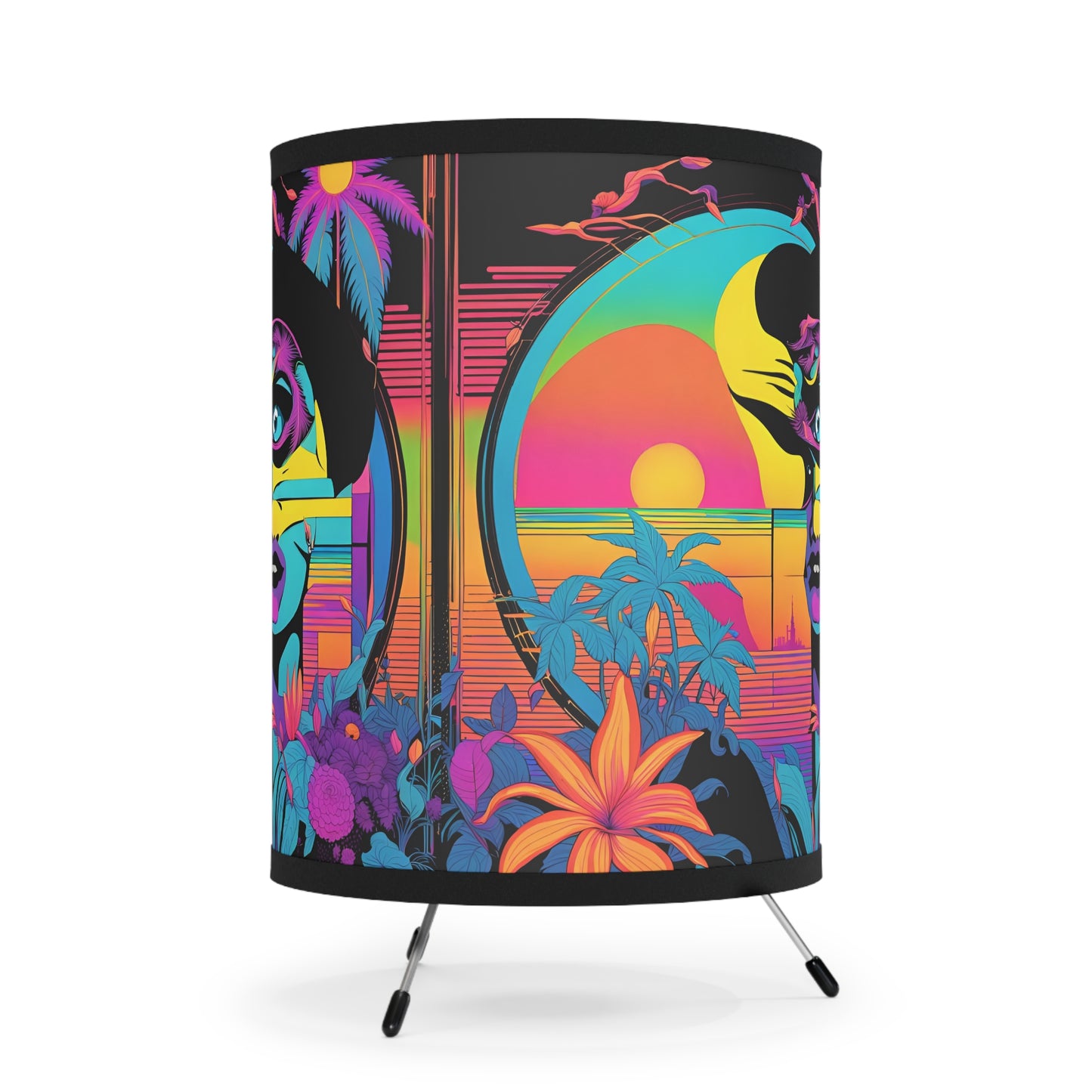 Sun Splash Boho Tripod Lamp, Colorful Home Decor, Unique Gift, Retro Style Lighting, Ideal for Living Room