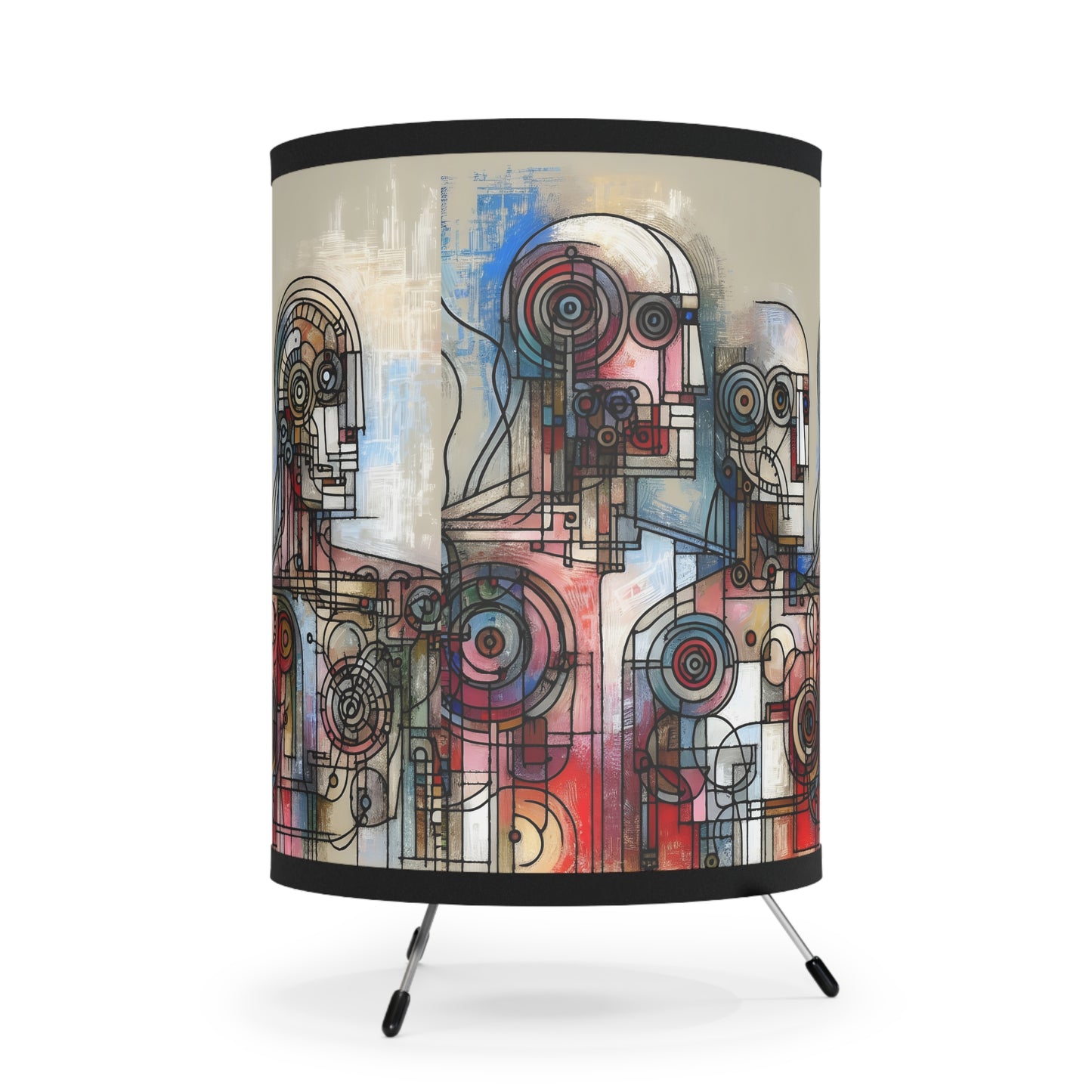 Robotz Artistic Tripod Lamp High-Res Printed Shade, Modern Home Decor, Unique Lighting, Gift for Art Lovers