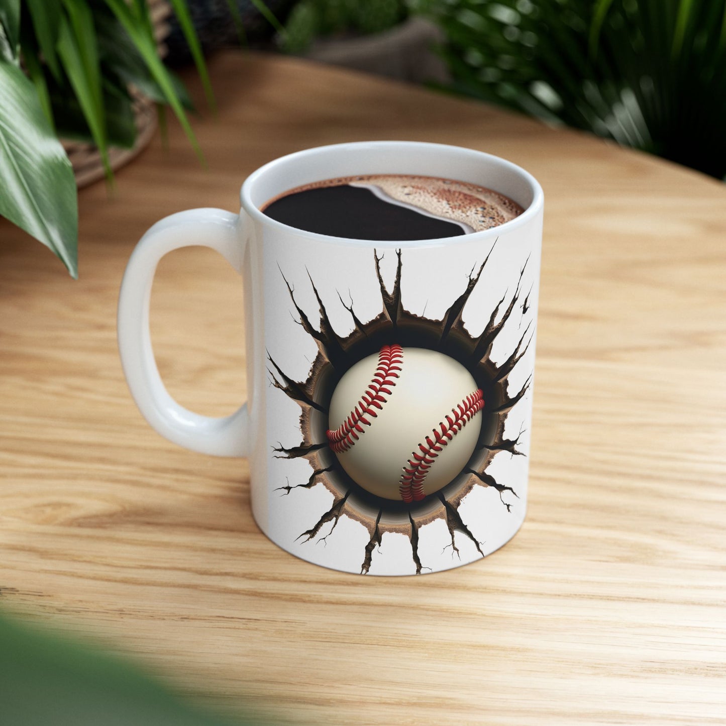 Baseball Breaking Through Ceramic Mug - Perfect for Sports Fans