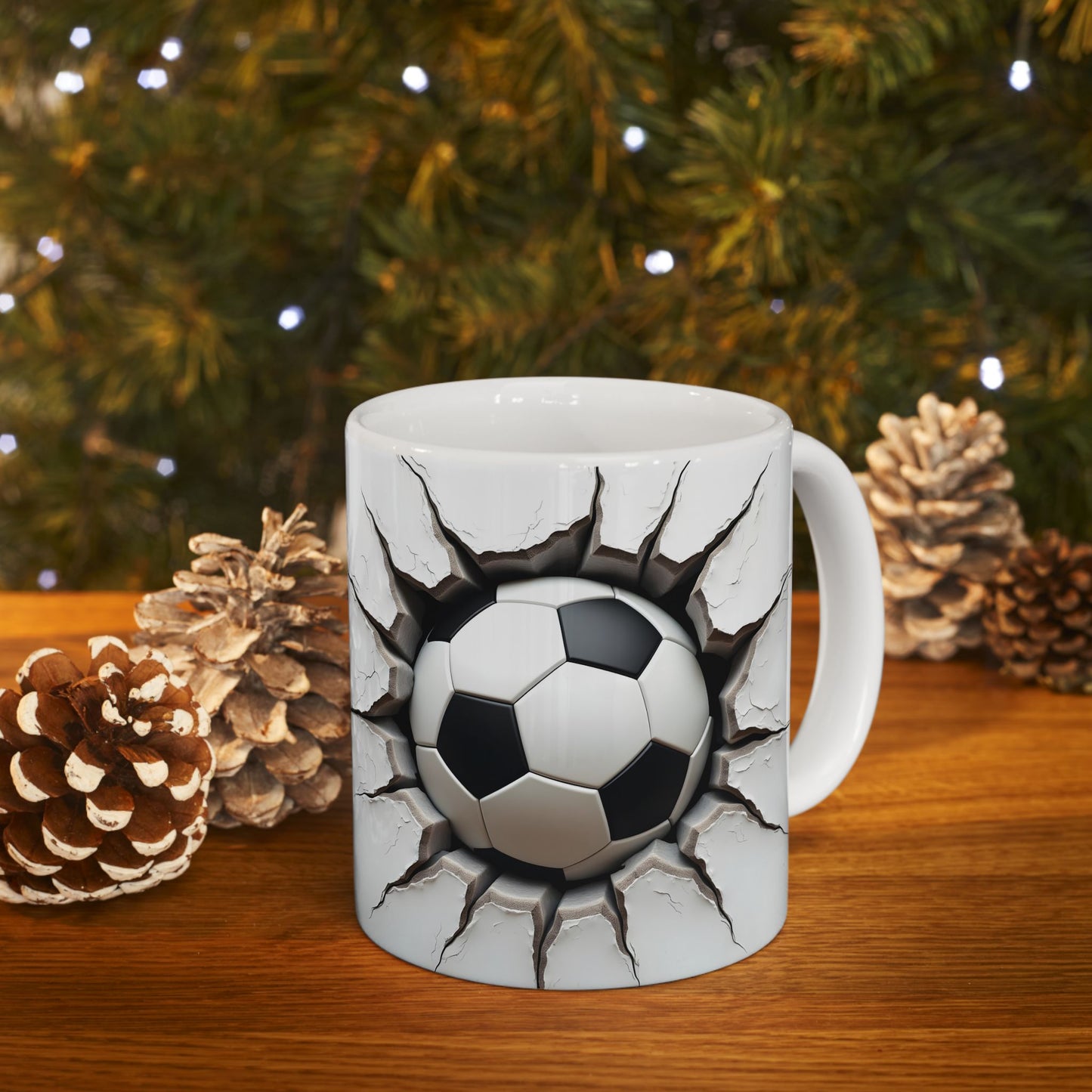 Cracked Soccer Ball Ceramic Mug, Perfect for Sports Fans & Gift for Soccer Enthusiasts