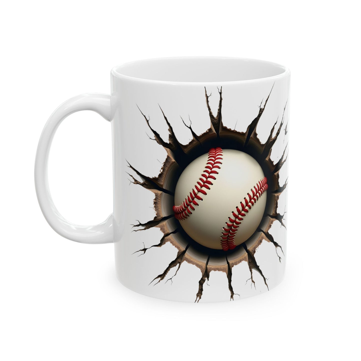 Baseball Breaking Through Ceramic Mug - Perfect for Sports Fans