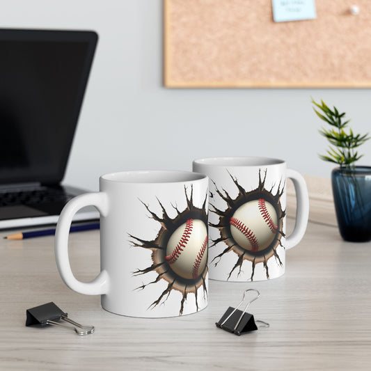 Baseball Breaking Through Ceramic Mug - Perfect for Sports Fans