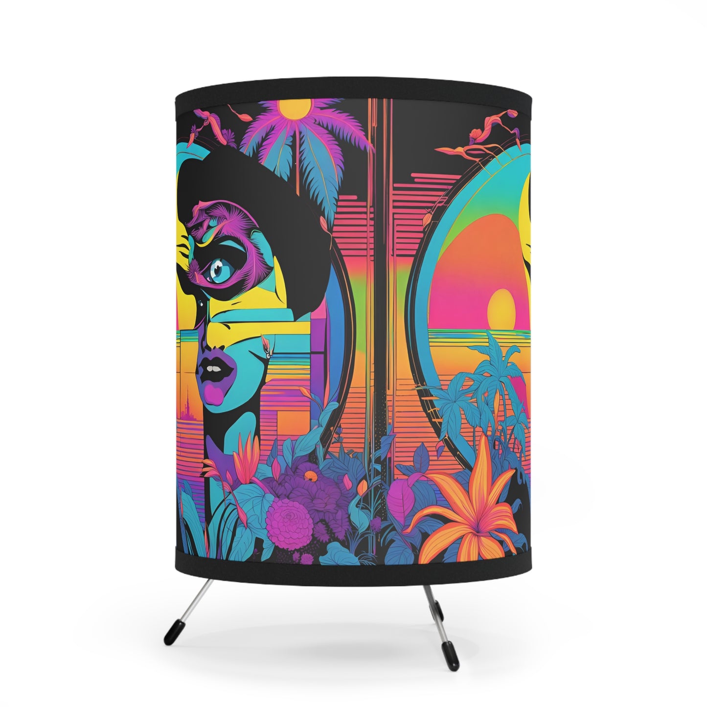Sun Splash Boho Tripod Lamp, Colorful Home Decor, Unique Gift, Retro Style Lighting, Ideal for Living Room