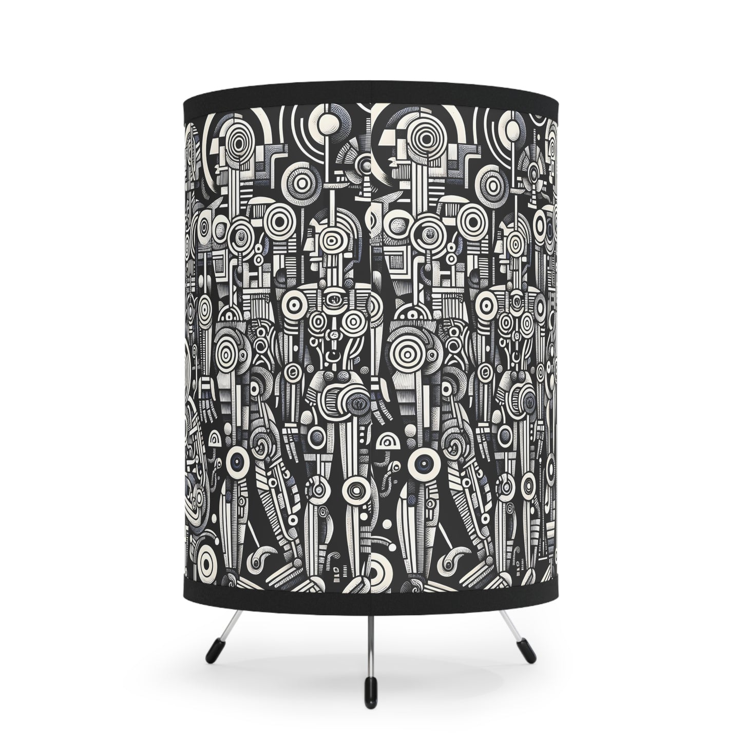 Robotz Artistic Tripod Lamp, Modern Home Decor, Unique Lighting, Gift for Art Lovers, Contemporary Style, High-Res Printed Shade