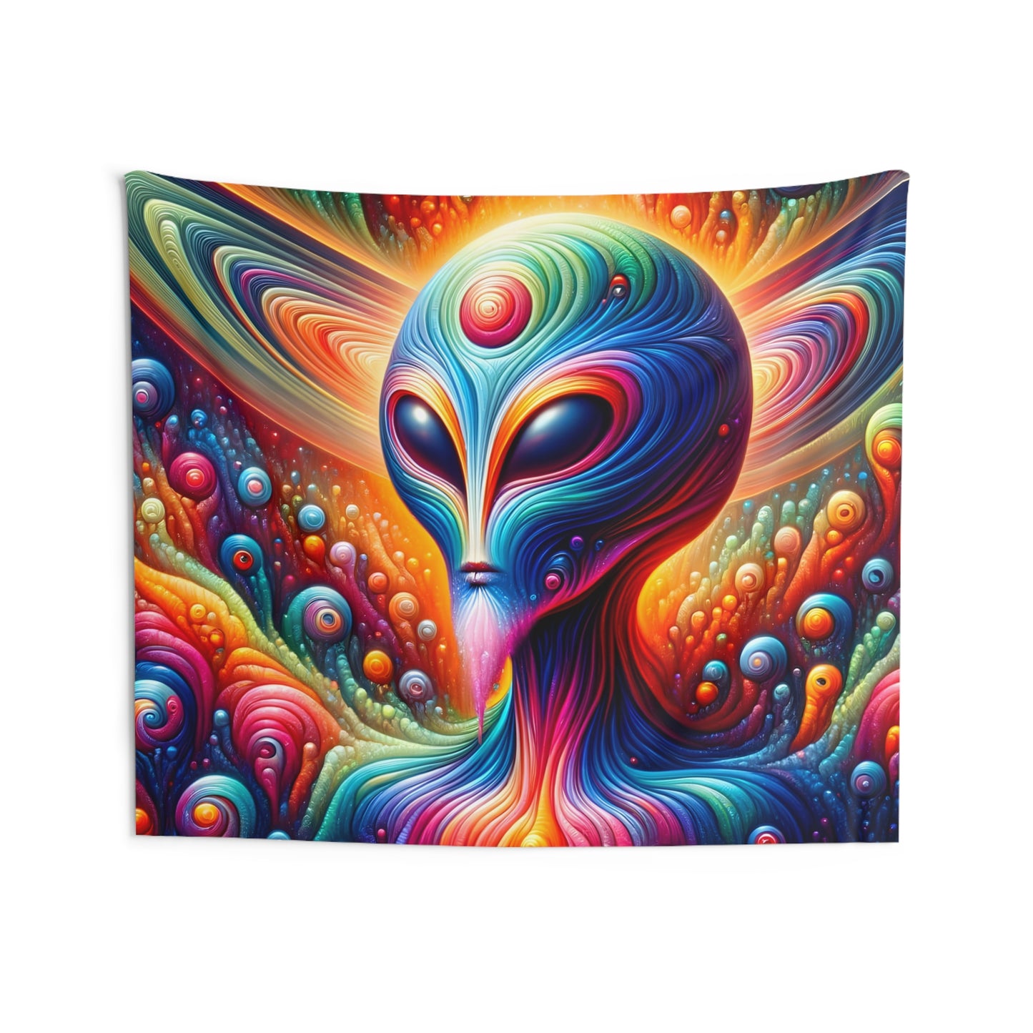 Alien Headz Indoor Wall Tapestry, Boho Wall Art, Wall Hanging Tapestry, Aesthetic Accessories