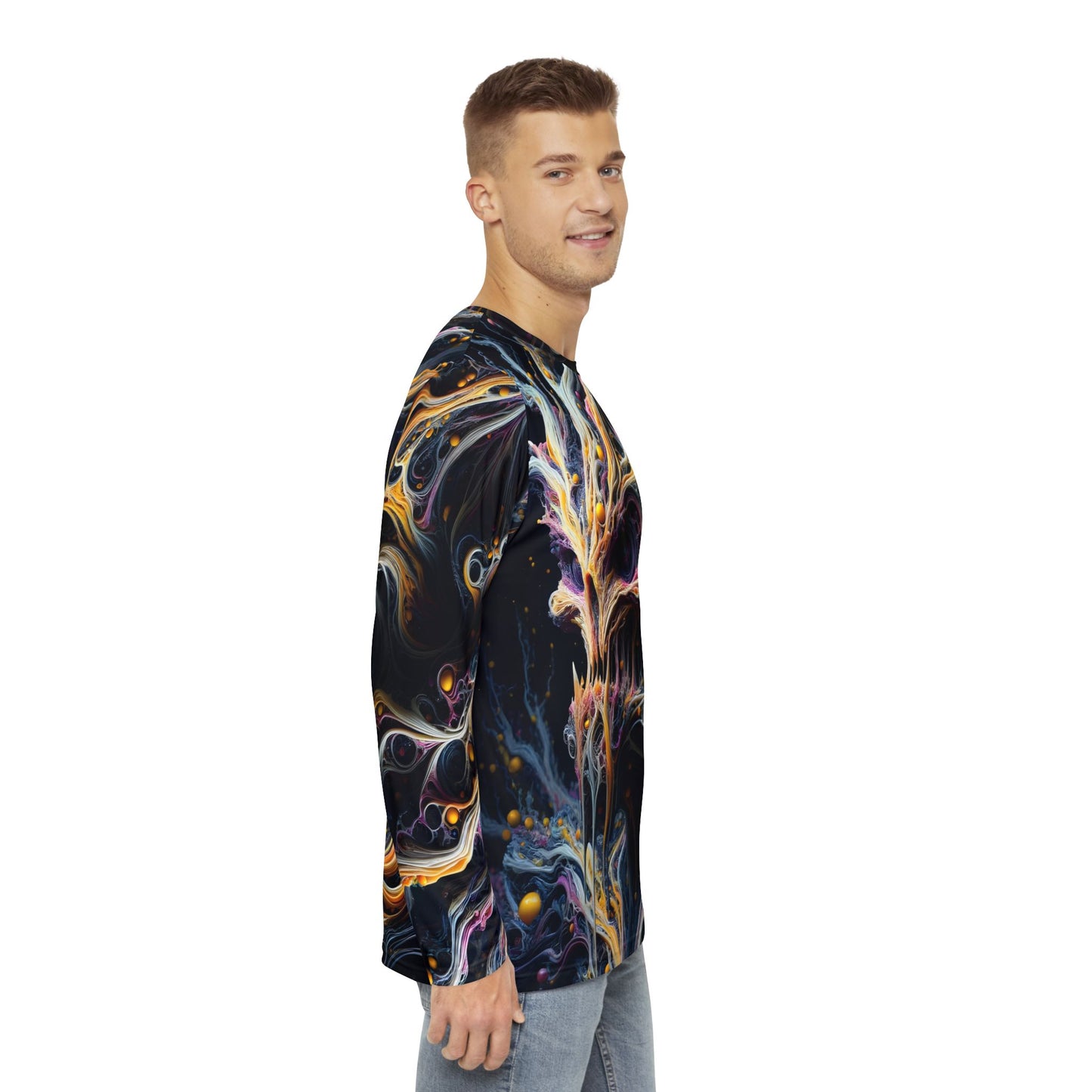 Men's Long Sleeve Shirt, Abstractz, Casual Apparel, Unique Top, Premium Soft Feel, Custom Design