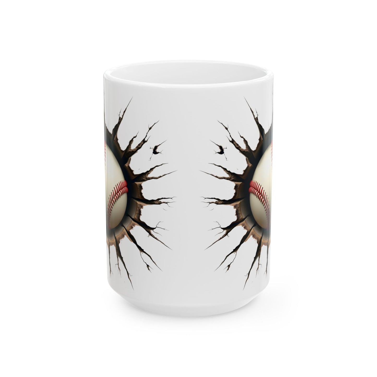 Baseball Breaking Through Ceramic Mug - Perfect for Sports Fans