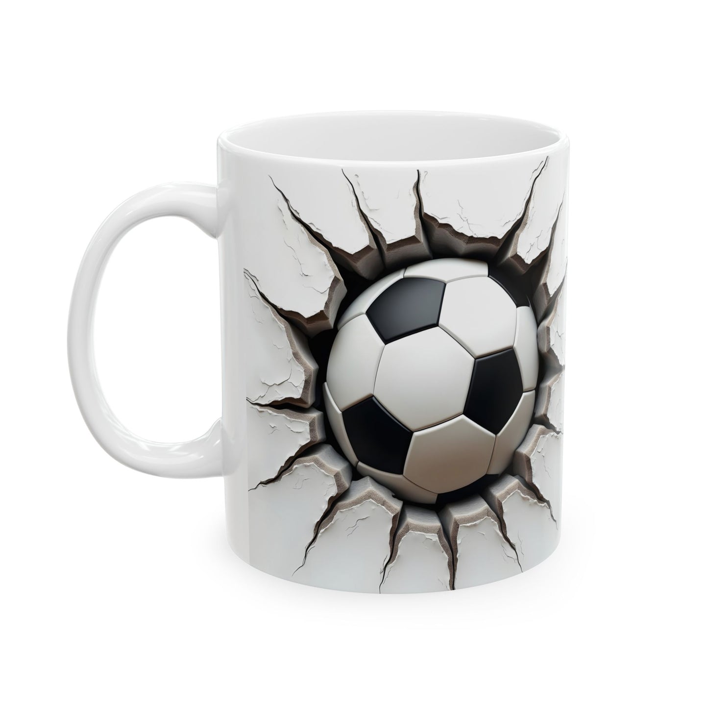 Cracked Soccer Ball Ceramic Mug, Perfect for Sports Fans & Gift for Soccer Enthusiasts