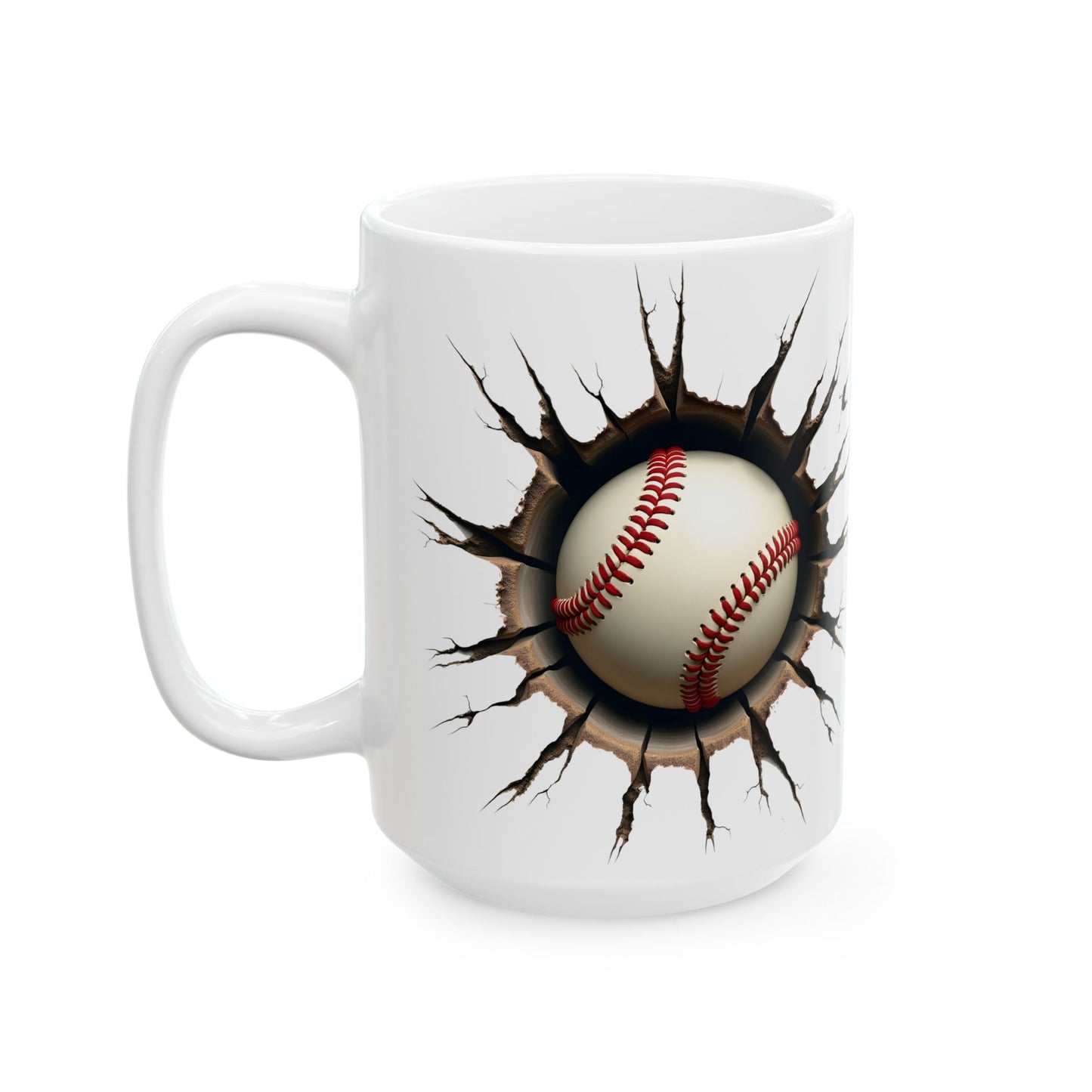 Baseball Breaking Through Ceramic Mug - Perfect for Sports Fans