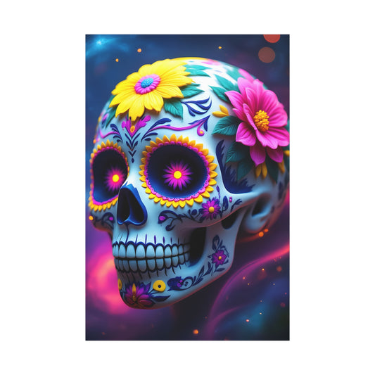 Colorful Sugar Skull Art Canvas | Psychedelic Wall Decor, Day of the Dead Art, Unique Gift, Home Decoration, Vibrant Artwork