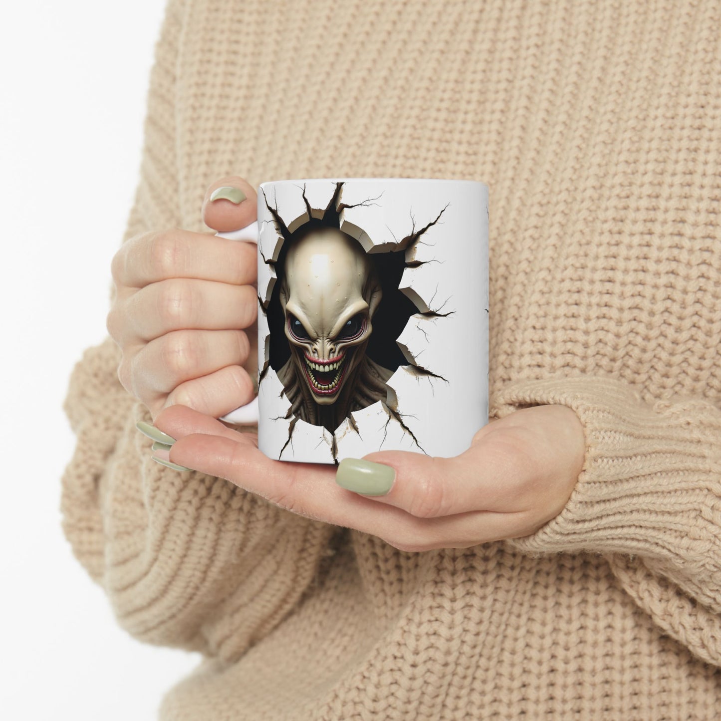 Alien Headz Ceramic Mug - Perfect for Halloween and Coffee Lovers