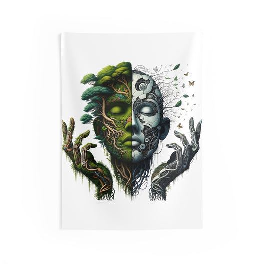 Duality Indoor Wall Tapestry - Nature and Machine Design