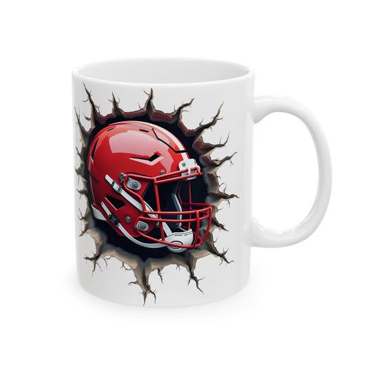 Cracked Helmet Ceramic Mug, Great Gift for Football Fans, Unique Sports Coffee or Tea Mug, Personalized Football Souvenir