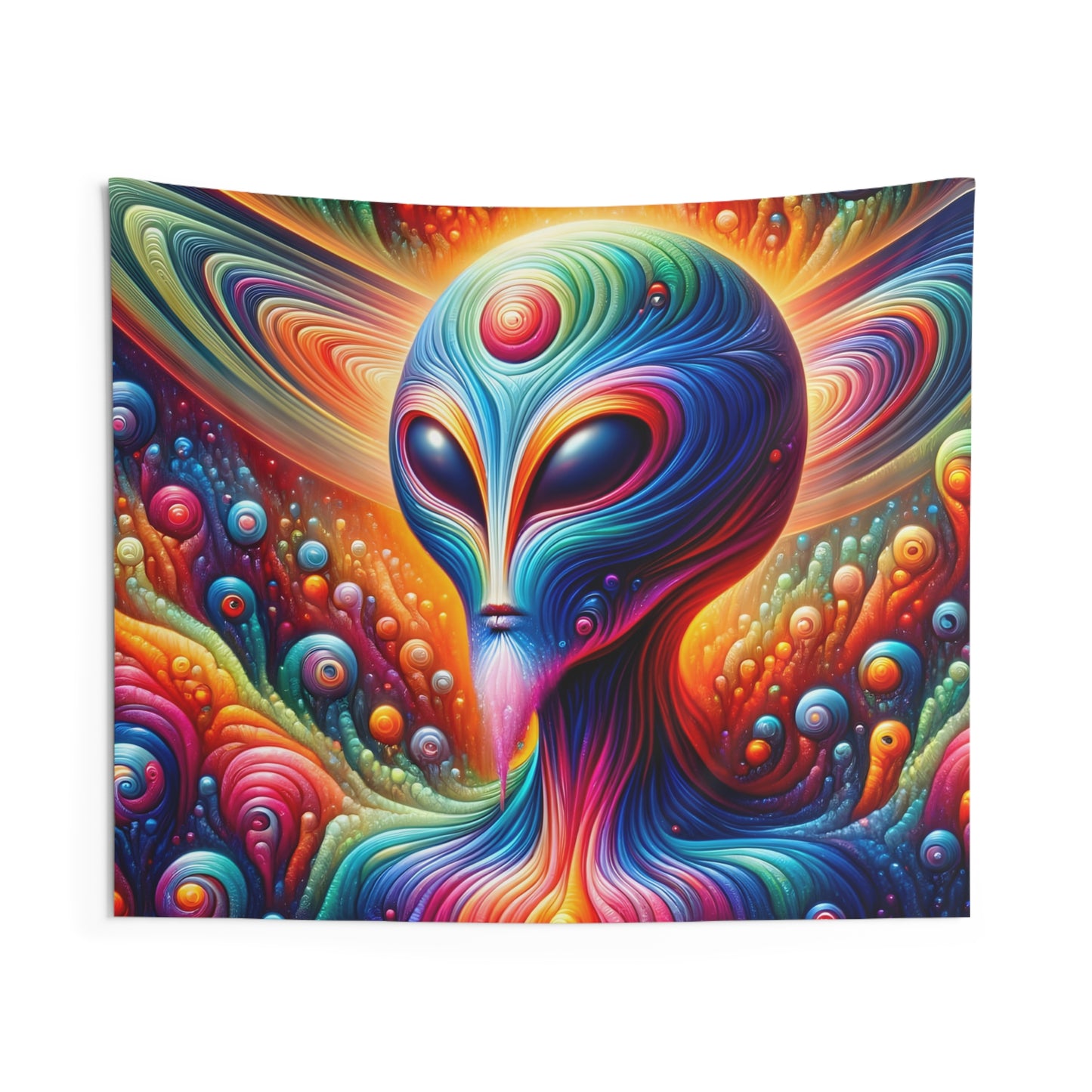 Alien Headz Indoor Wall Tapestry, Boho Wall Art, Wall Hanging Tapestry, Aesthetic Accessories