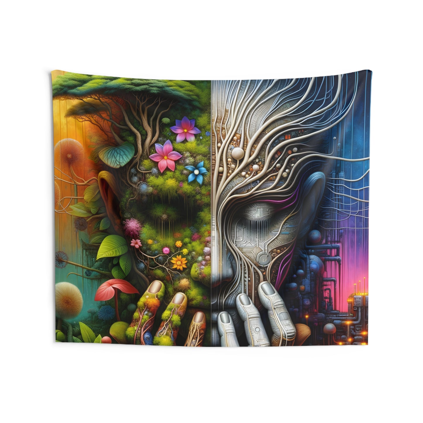 Duality Indoor Wall Tapestry - Nature and Machine Design