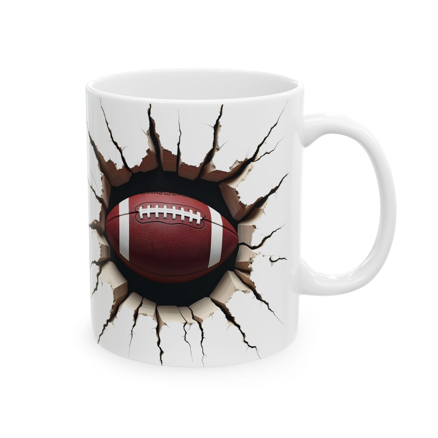 Cracked Football Ceramic Mug - Perfect Gift for Football Fans & Enthusiasts