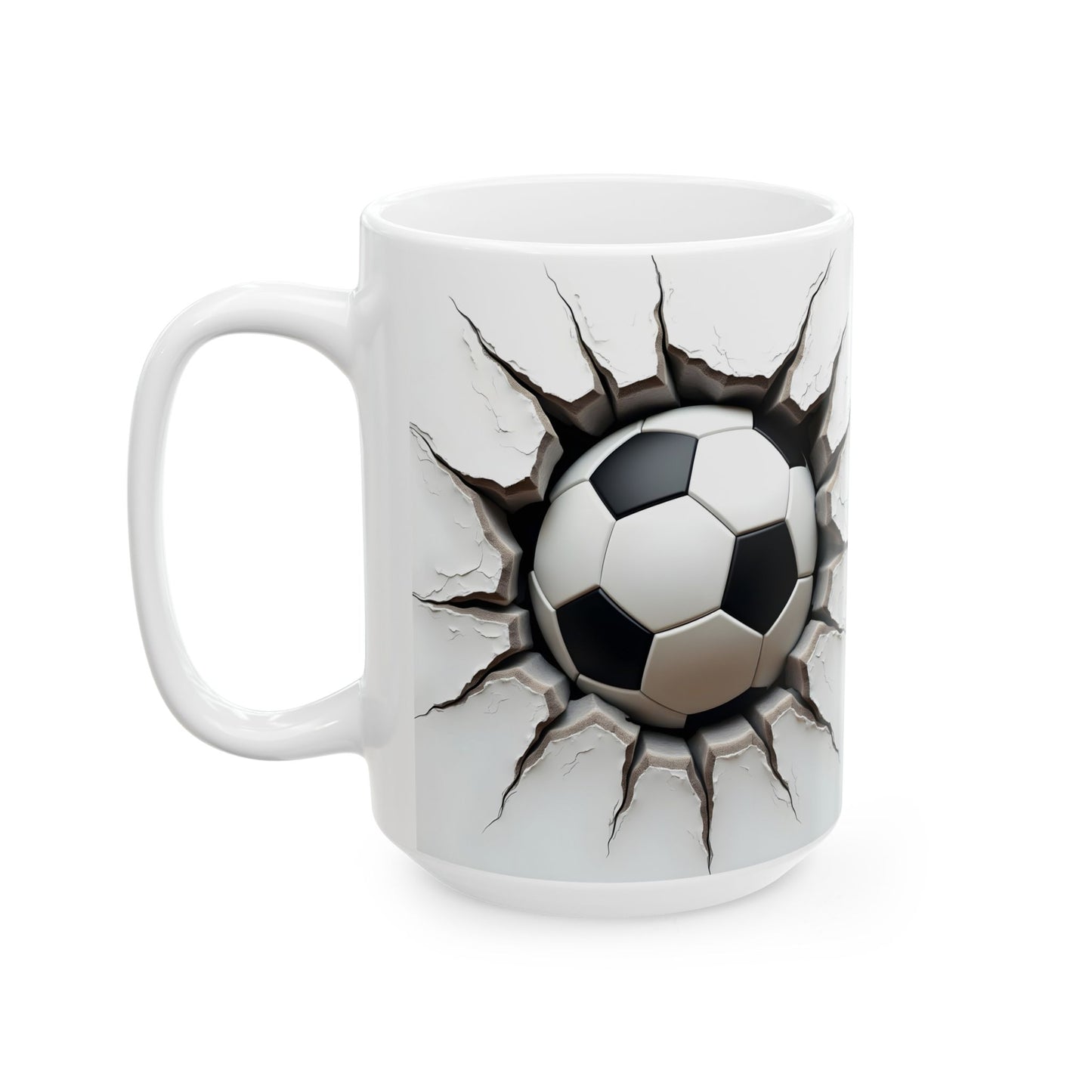Cracked Soccer Ball Ceramic Mug, Perfect for Sports Fans & Gift for Soccer Enthusiasts
