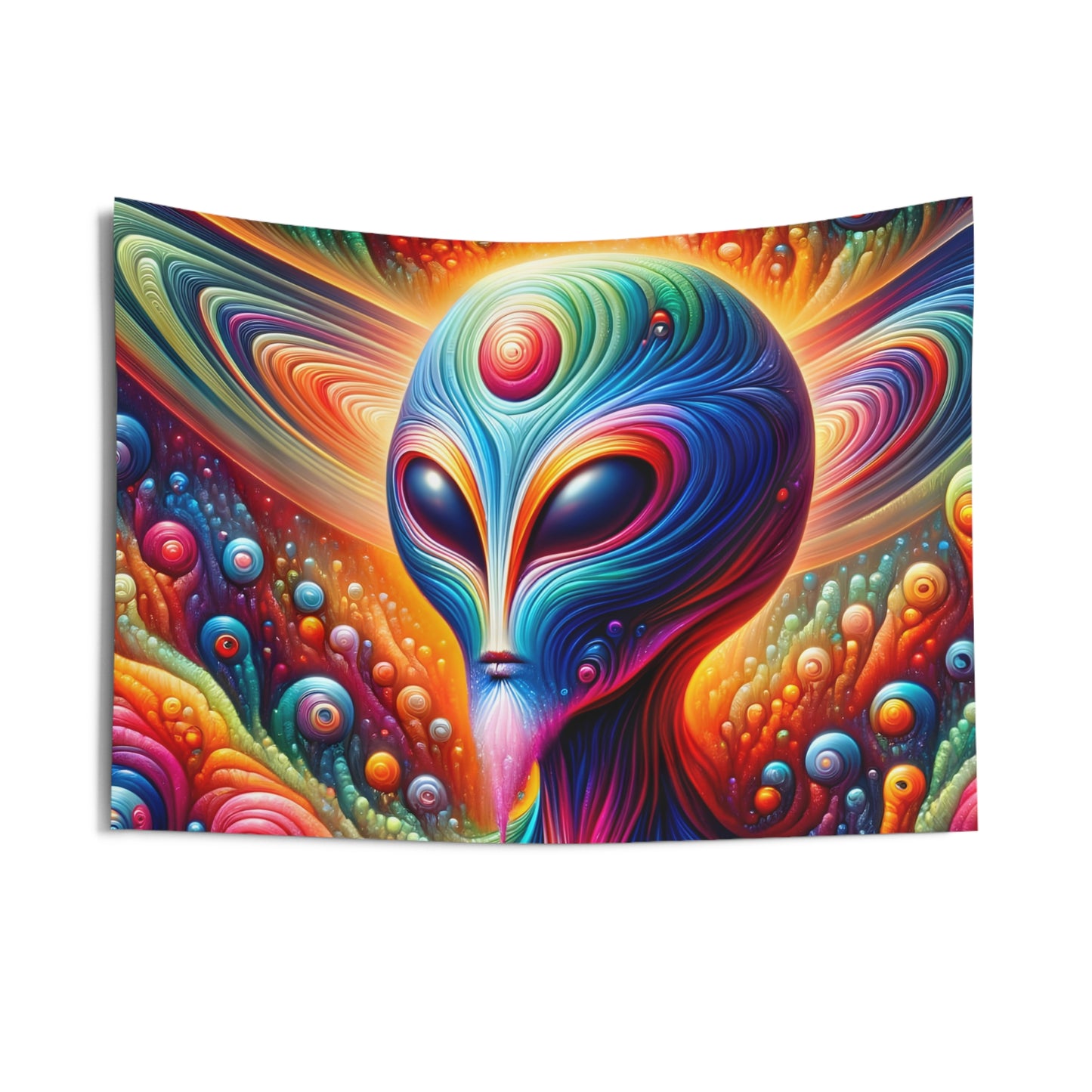 Alien Headz Indoor Wall Tapestry, Boho Wall Art, Wall Hanging Tapestry, Aesthetic Accessories