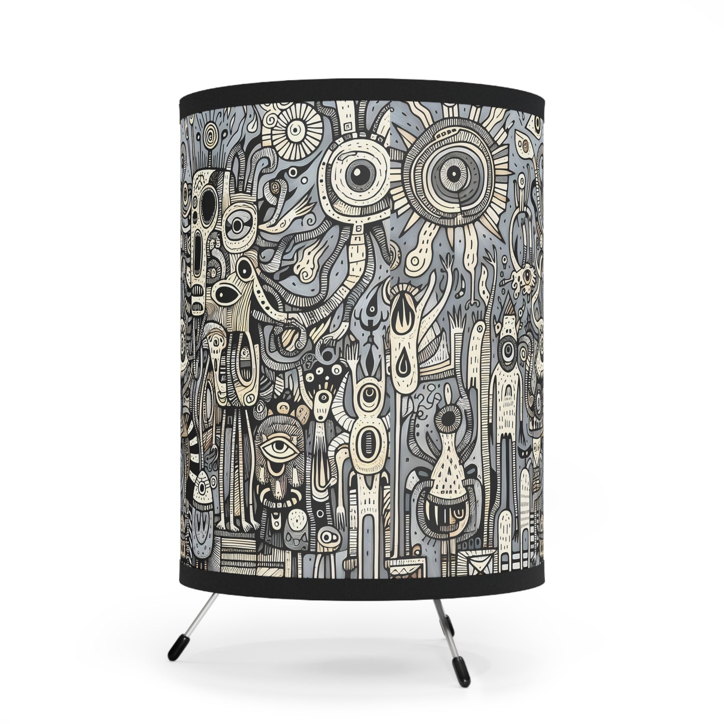 Monsterz Boho Tripod Lamp with Artistic Shade, Unique Home Decor, Bohemian Lighting, Artistic Gift for Creatives, Modern Floor Lamp