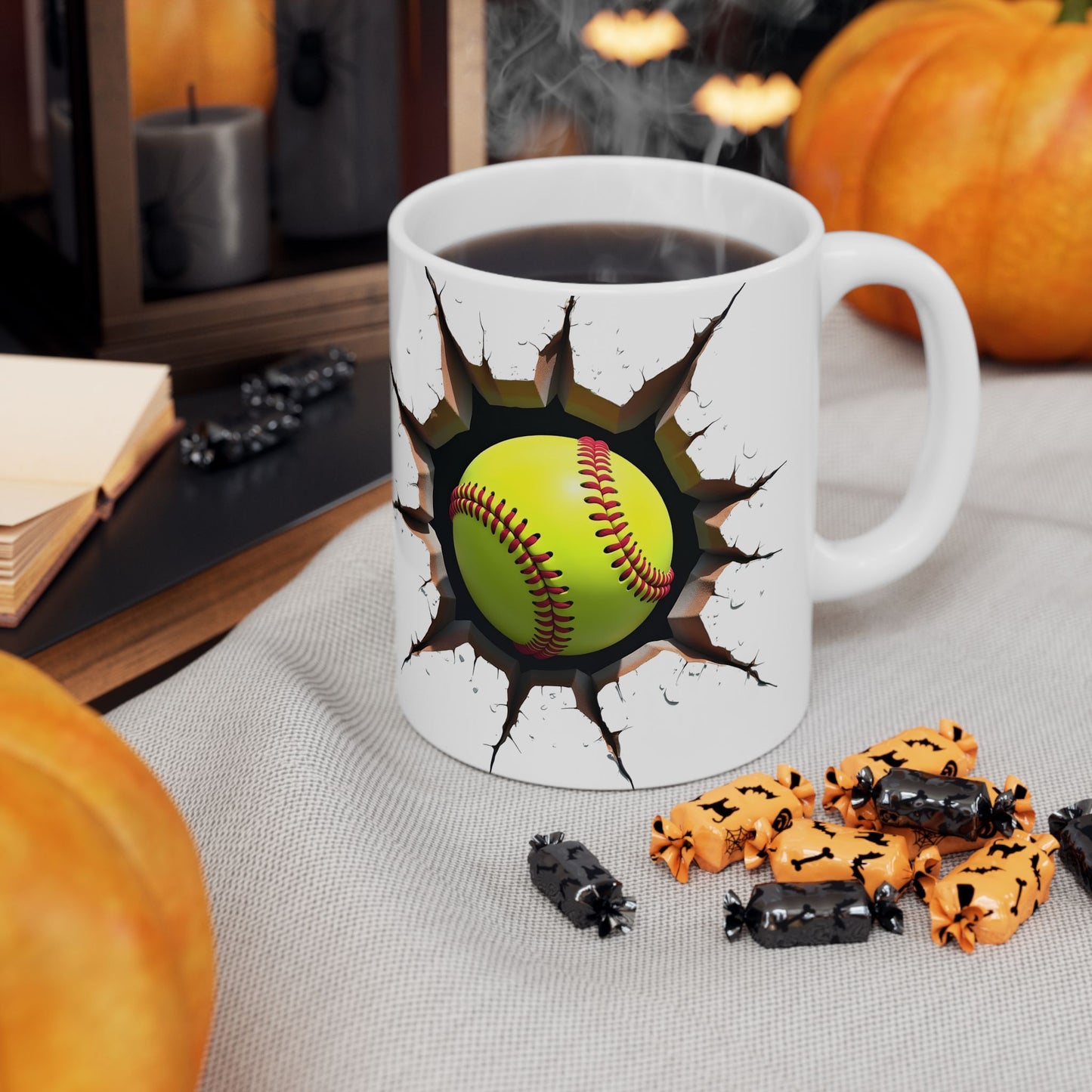 Softball Breaking Through Ceramic Mug – Perfect for Passionate Softball Fans
