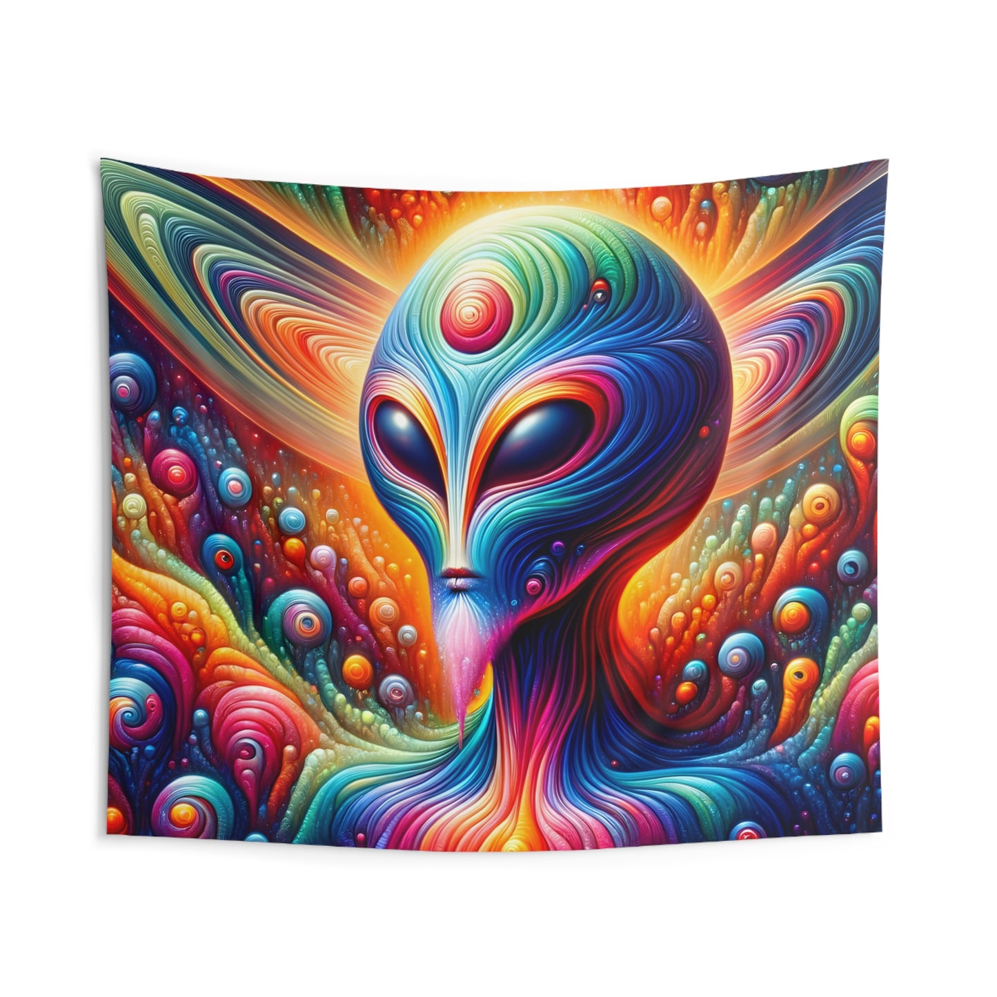 Alien Headz Indoor Wall Tapestry, Boho Wall Art, Wall Hanging Tapestry, Aesthetic Accessories
