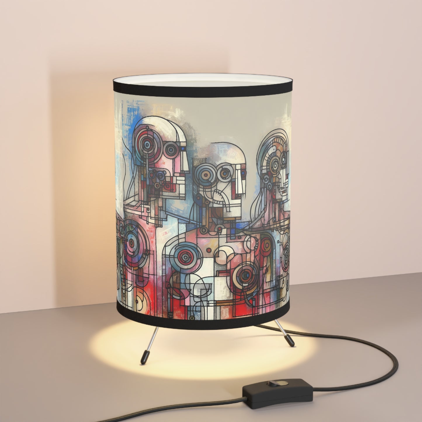 Robotz Artistic Tripod Lamp High-Res Printed Shade, Modern Home Decor, Unique Lighting, Gift for Art Lovers