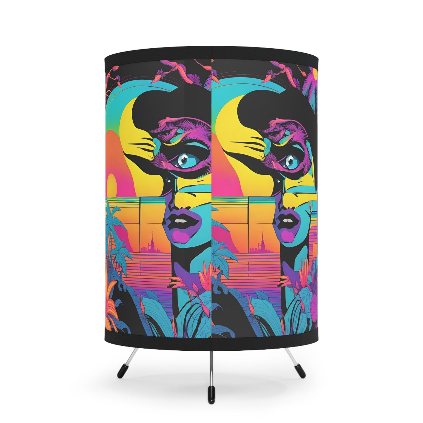 Sun Splash Boho Tripod Lamp, Colorful Home Decor, Unique Gift, Retro Style Lighting, Ideal for Living Room