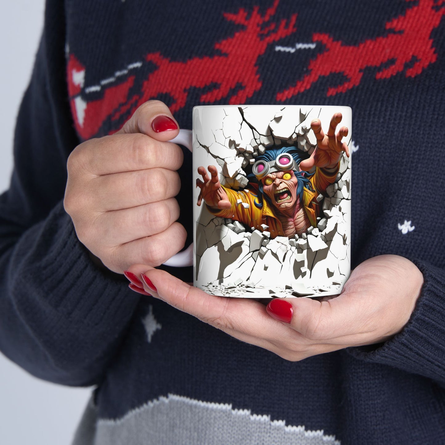 Breaking Through Ceramic Mug - Unique Design for Bold Coffee Lovers