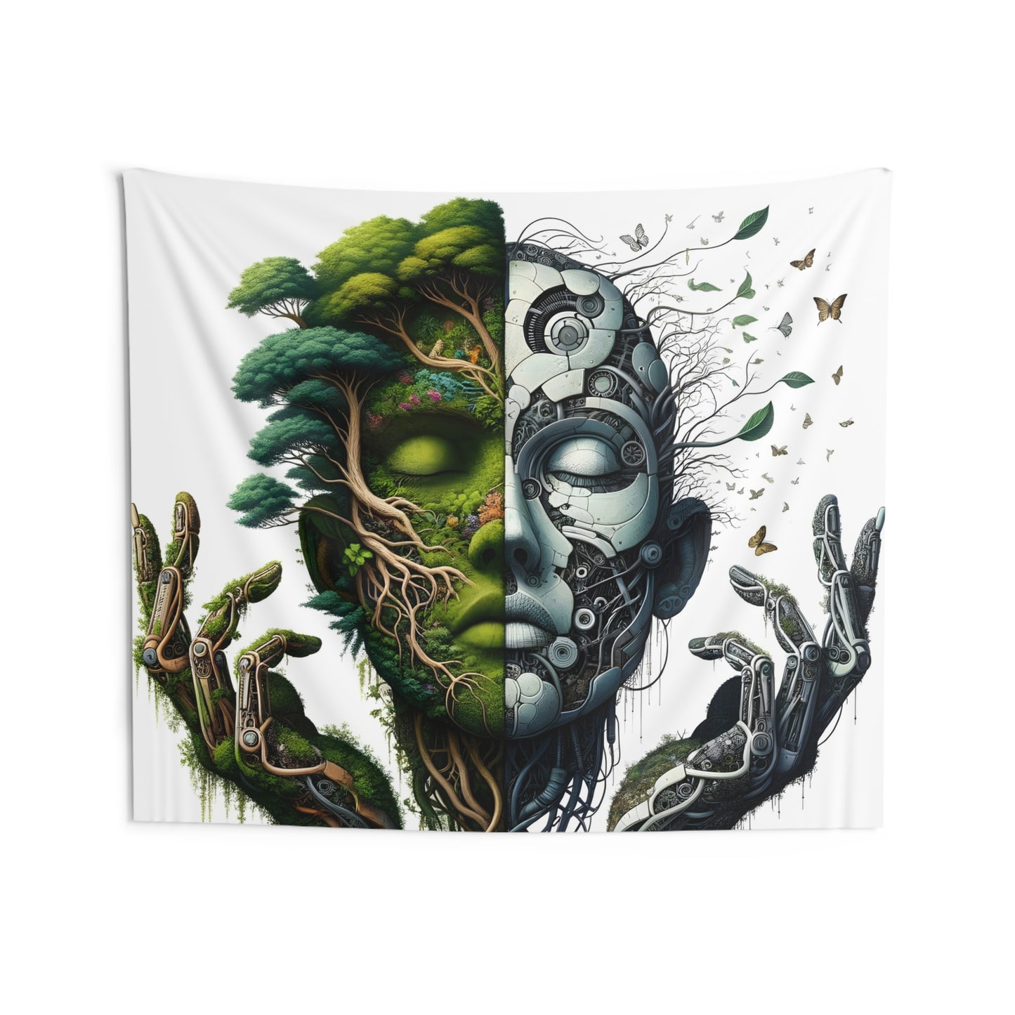 Duality Indoor Wall Tapestry - Nature and Machine Design