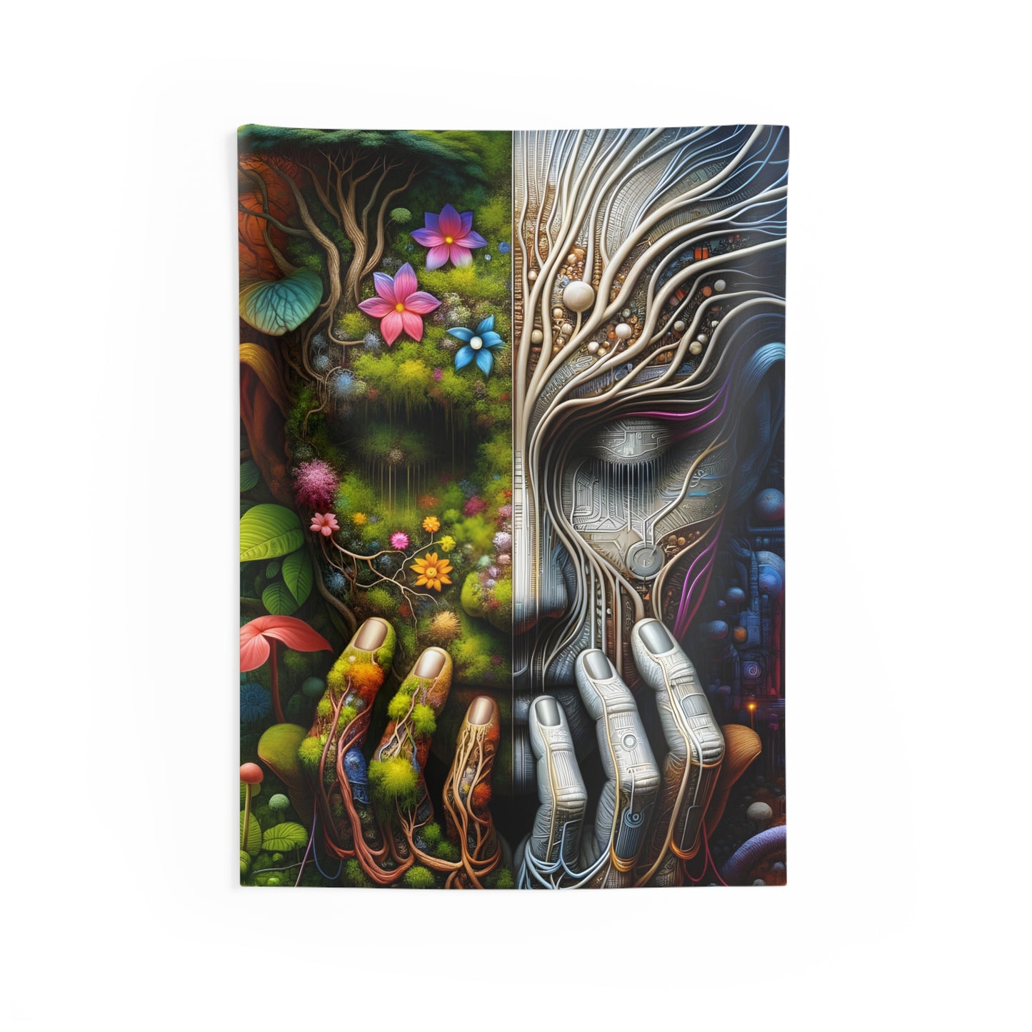 Duality Indoor Wall Tapestry - Nature and Machine Design