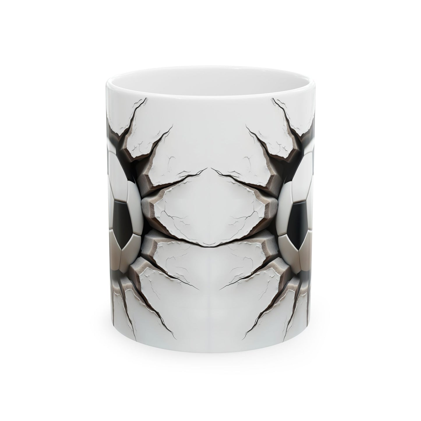 Cracked Soccer Ball Ceramic Mug, Perfect for Sports Fans & Gift for Soccer Enthusiasts