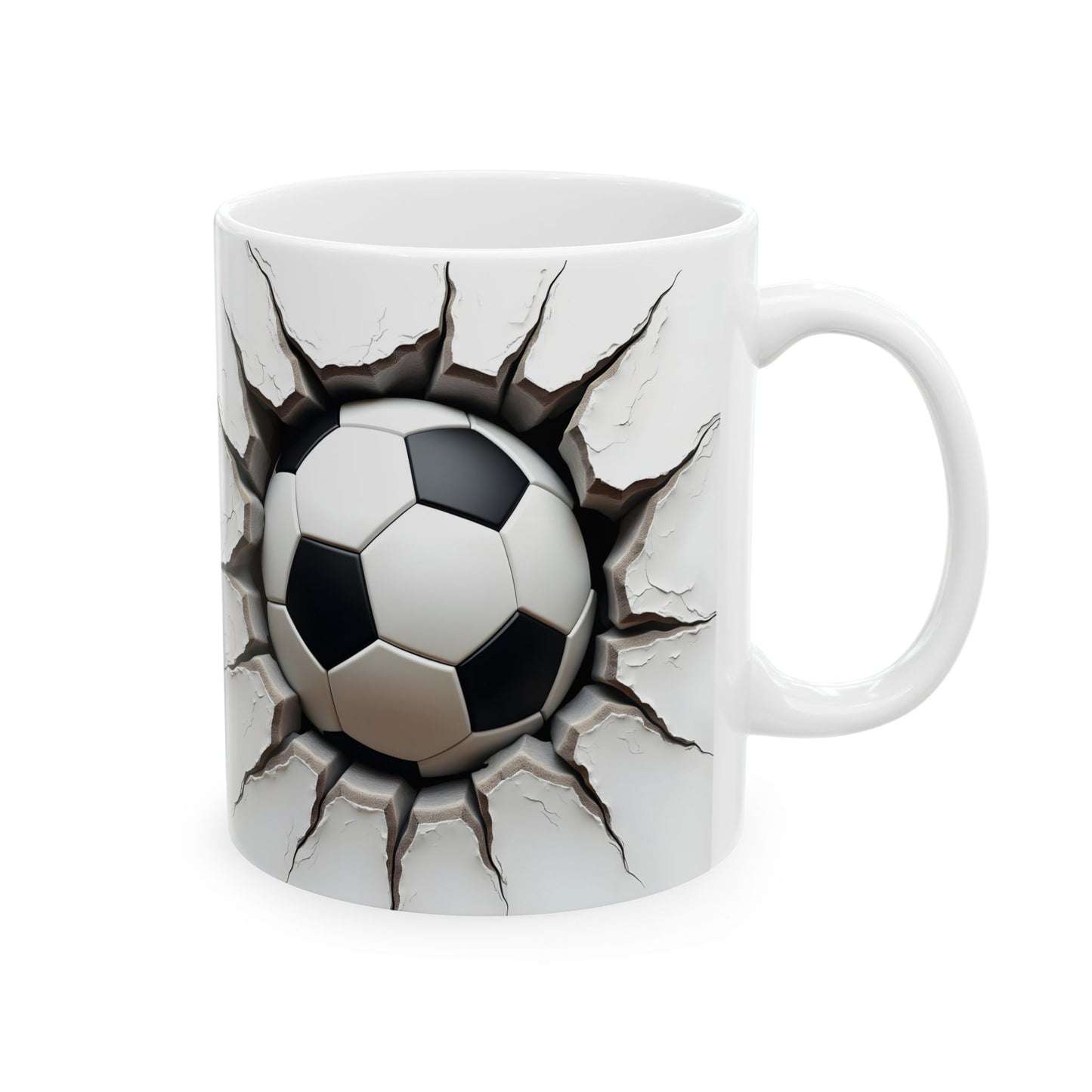 Cracked Soccer Ball Ceramic Mug, Perfect for Sports Fans & Gift for Soccer Enthusiasts