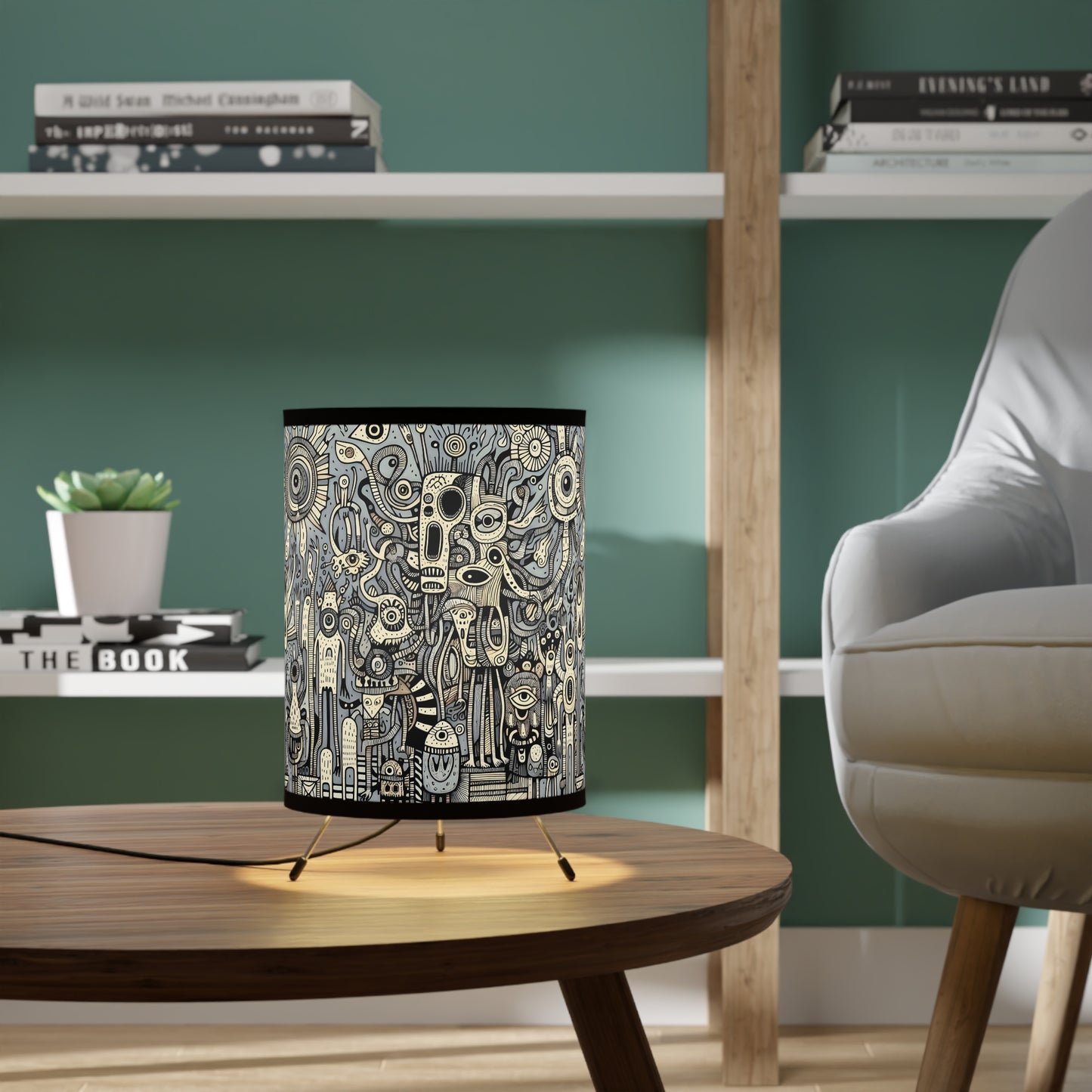 Monsterz Boho Tripod Lamp with Artistic Shade, Unique Home Decor, Bohemian Lighting, Artistic Gift for Creatives, Modern Floor Lamp