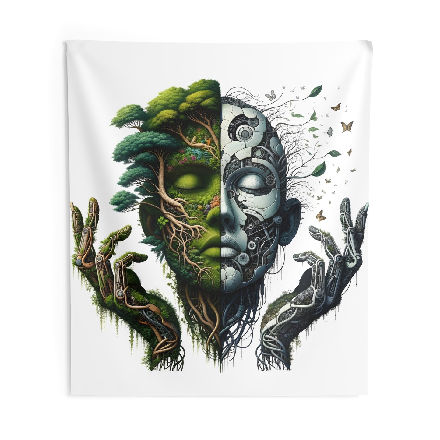 Duality Indoor Wall Tapestry - Nature and Machine Design