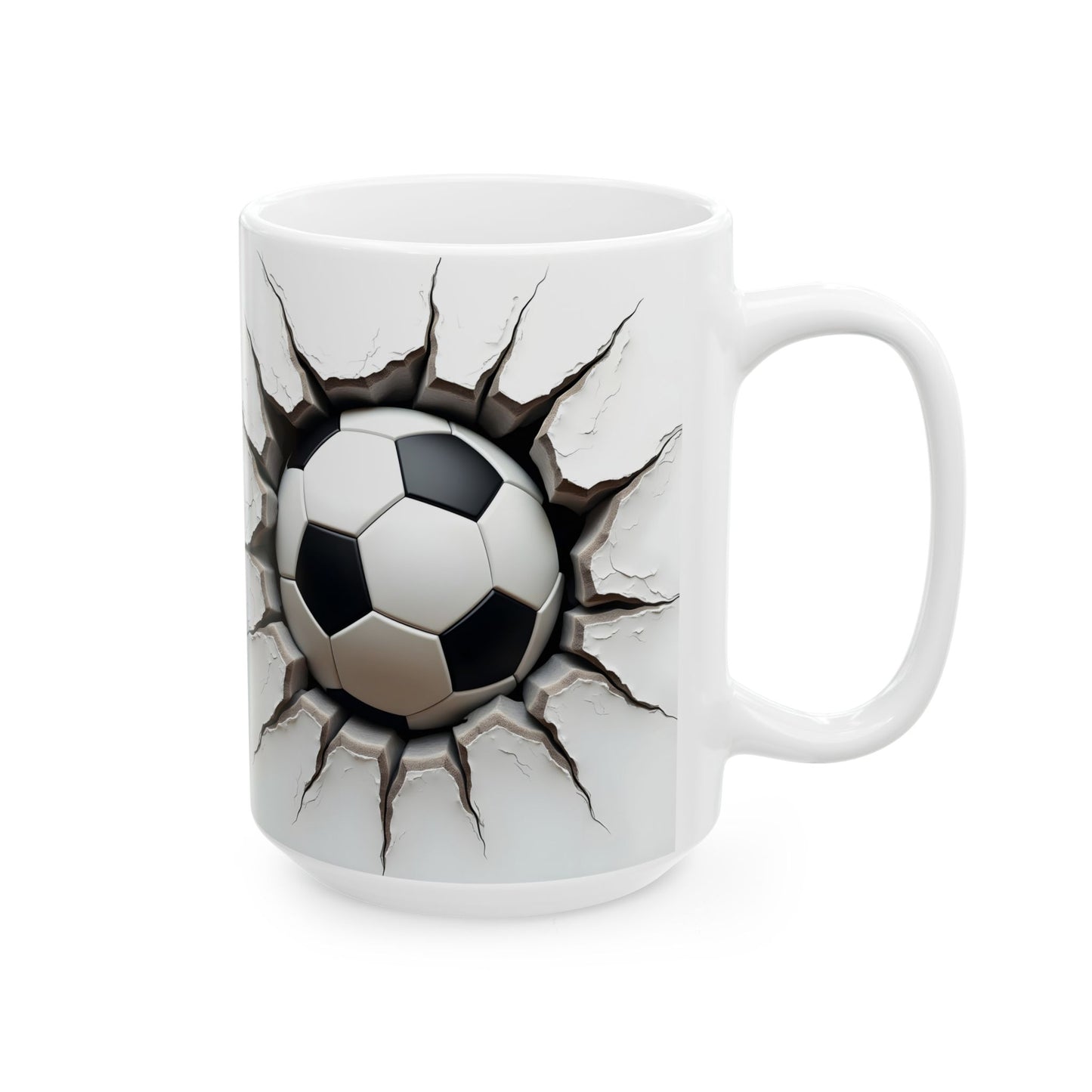 Cracked Soccer Ball Ceramic Mug, Perfect for Sports Fans & Gift for Soccer Enthusiasts