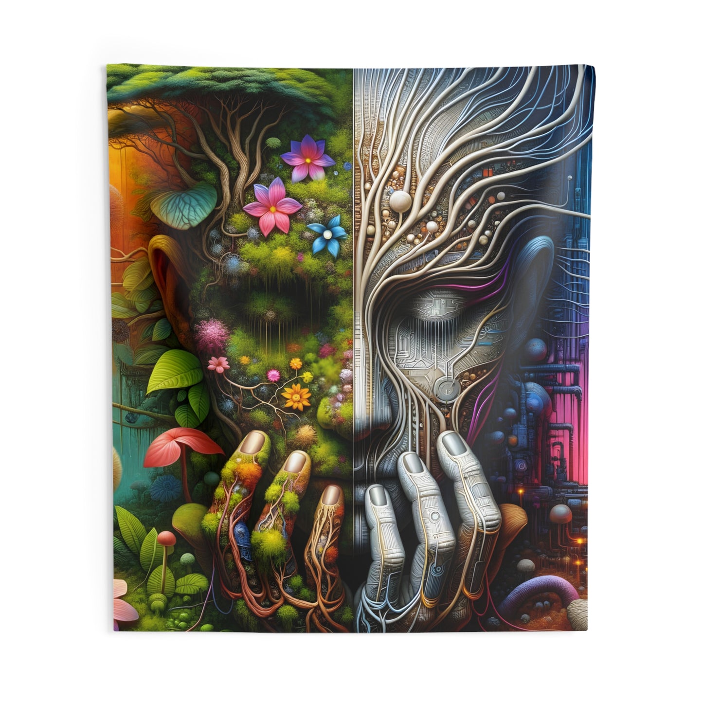 Duality Indoor Wall Tapestry - Nature and Machine Design