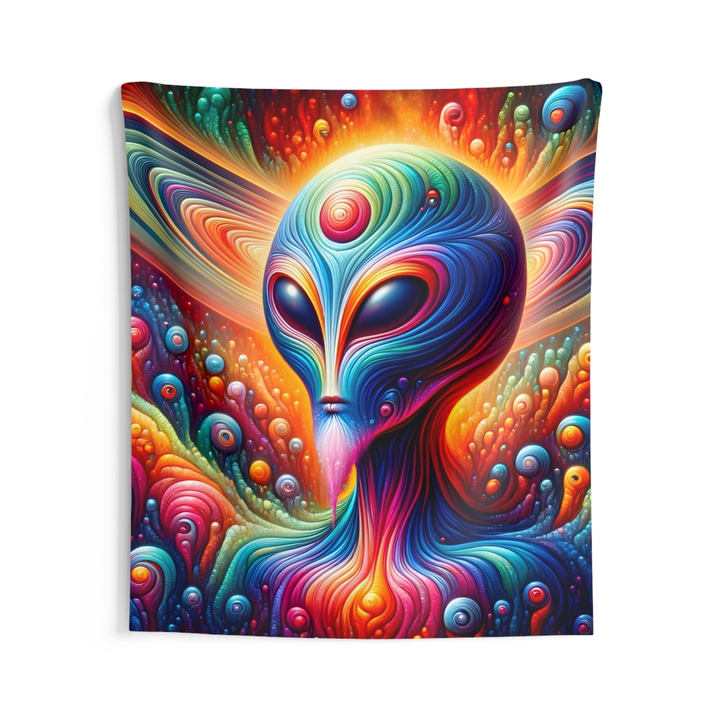 Alien Headz Indoor Wall Tapestry, Boho Wall Art, Wall Hanging Tapestry, Aesthetic Accessories