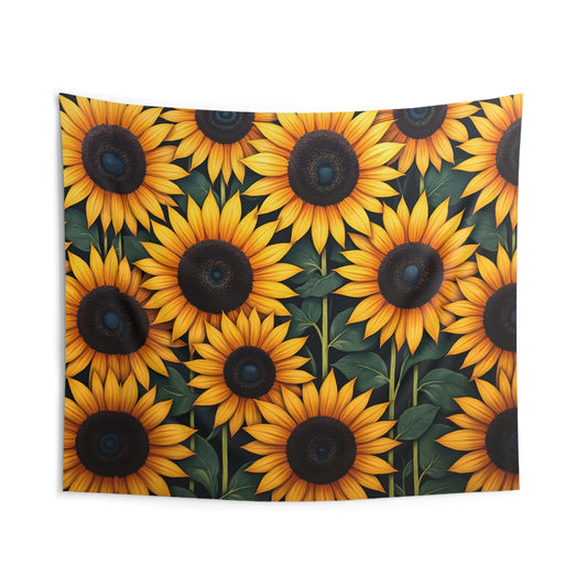 Sunflowerz Indoor Wall Tapestry, Boho Wall Art, Wall Hanging Tapestry, Aesthetic Accessories