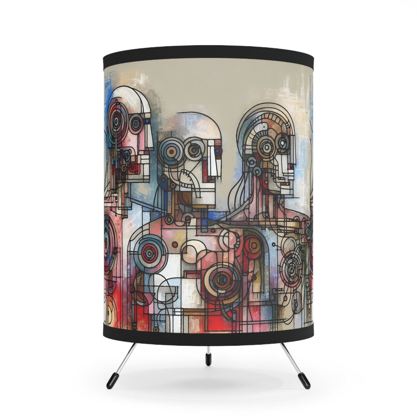 Robotz Artistic Tripod Lamp High-Res Printed Shade, Modern Home Decor, Unique Lighting, Gift for Art Lovers