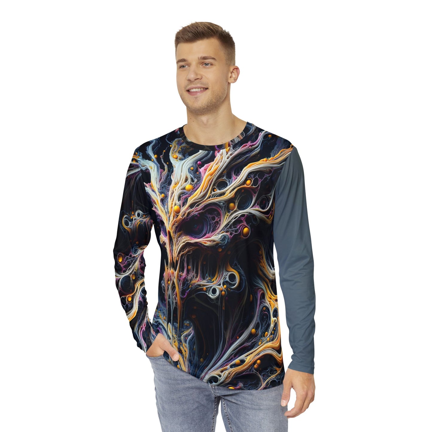 Men's Long Sleeve Shirt, Abstractz, Casual Apparel, Unique Top, Premium Soft Feel, Custom Design