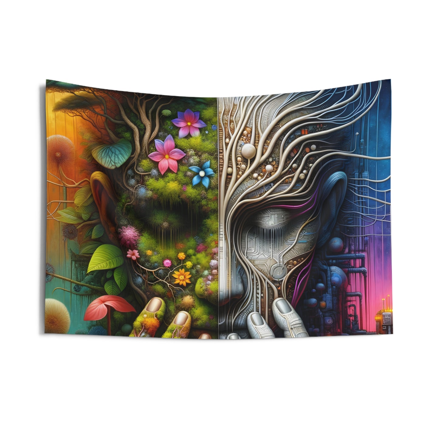 Duality Indoor Wall Tapestry - Nature and Machine Design