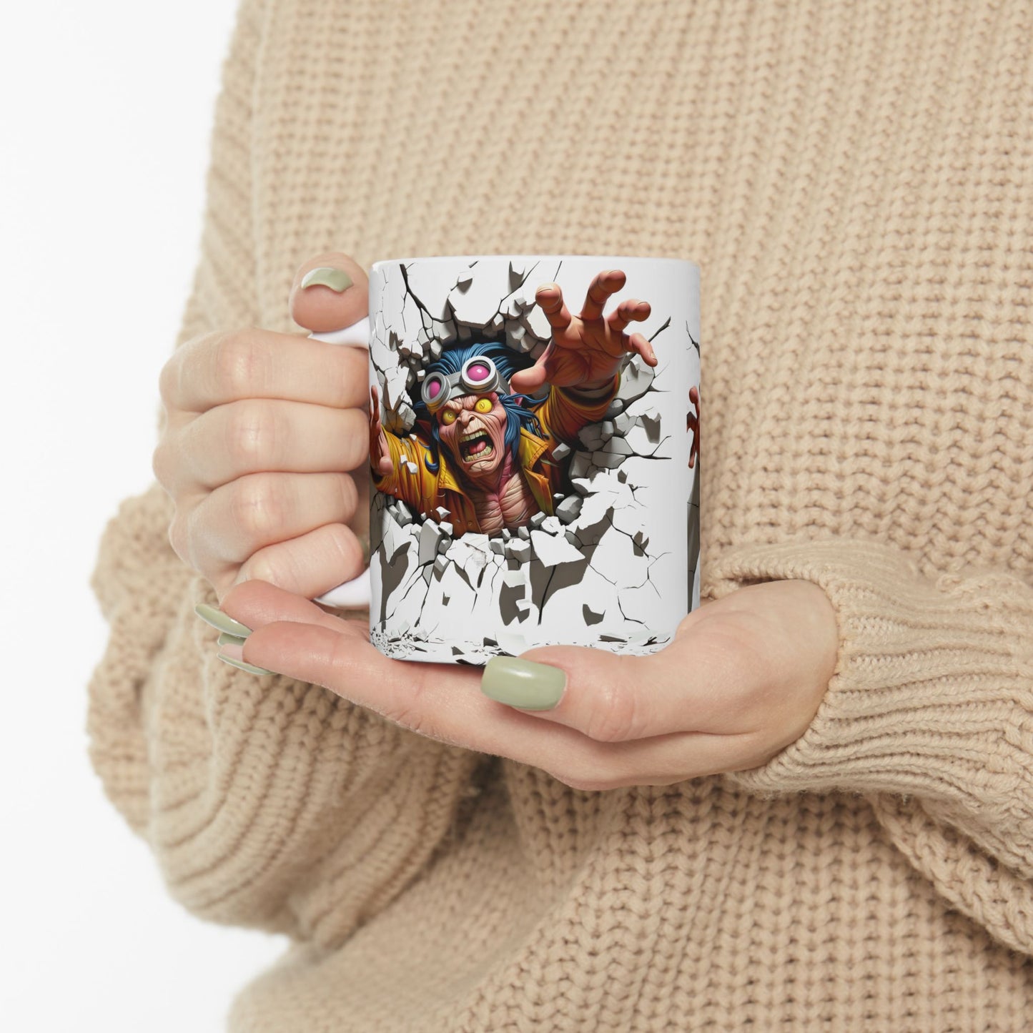 Breaking Through Ceramic Mug - Unique Design for Bold Coffee Lovers
