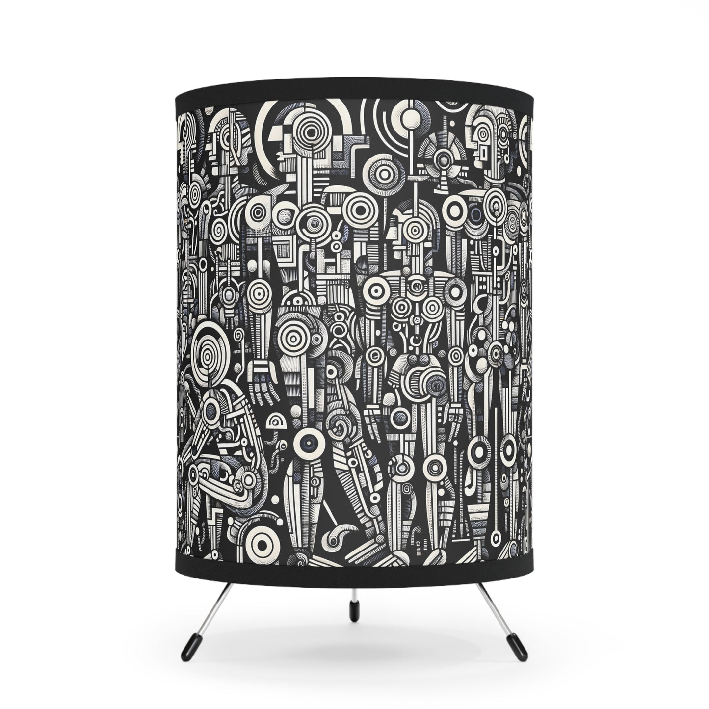 Robotz Artistic Tripod Lamp, Modern Home Decor, Unique Lighting, Gift for Art Lovers, Contemporary Style, High-Res Printed Shade