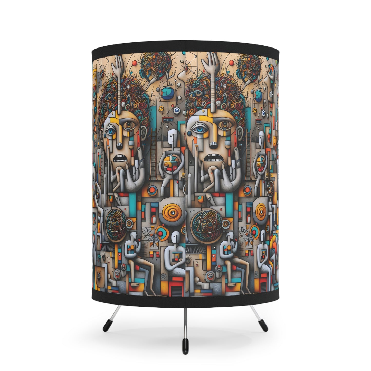 Unity Artistic Tripod Lamp with High-Res Printed Shade, Unique Home Decor, Modern Lighting, Bohemian Vibe, Gift for Art Lovers