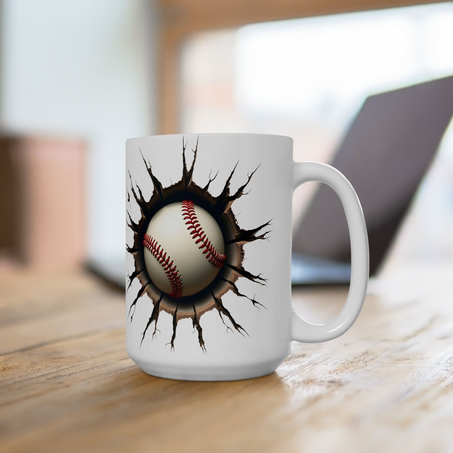 Baseball Breaking Through Ceramic Mug - Perfect for Sports Fans
