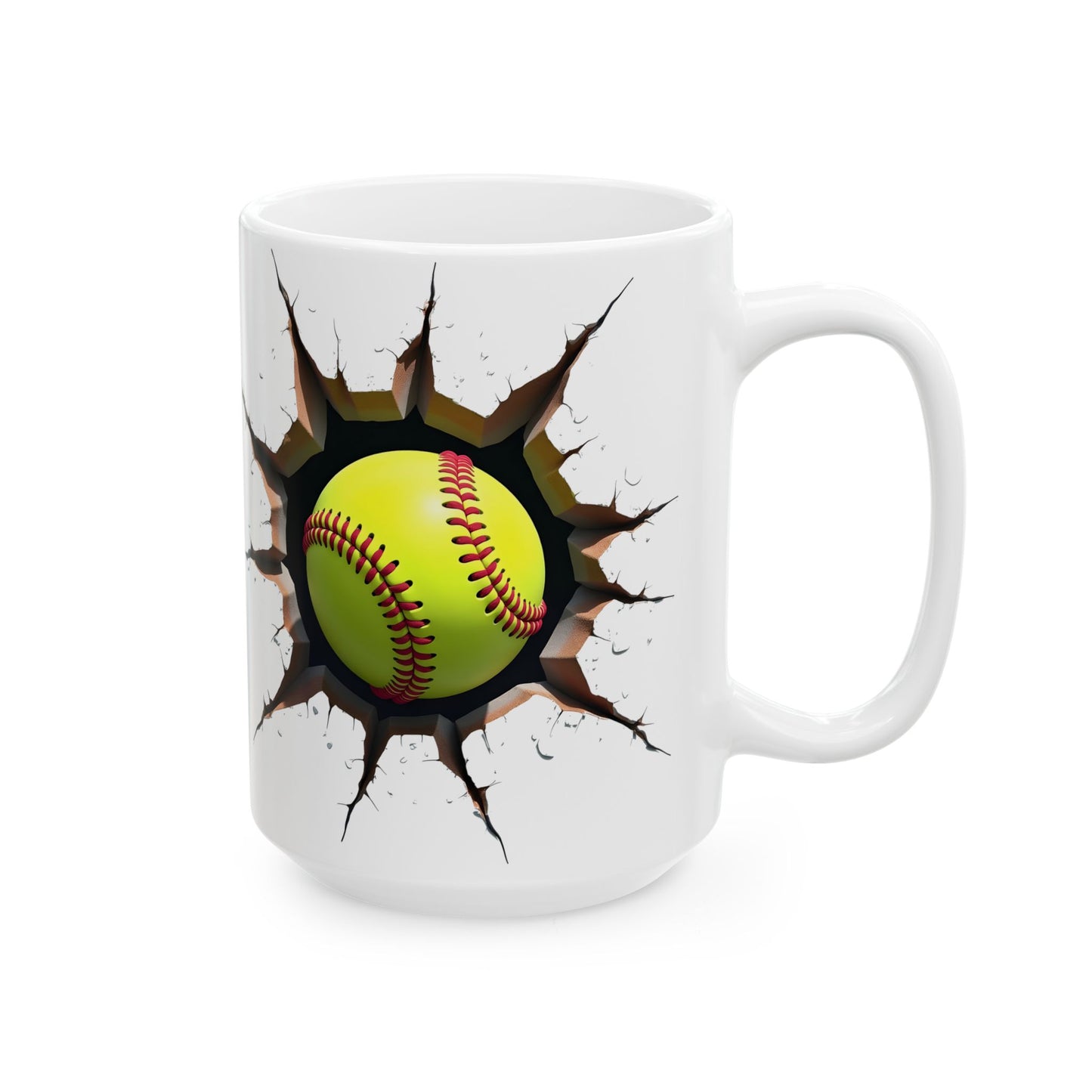 Softball Breaking Through Ceramic Mug – Perfect for Passionate Softball Fans