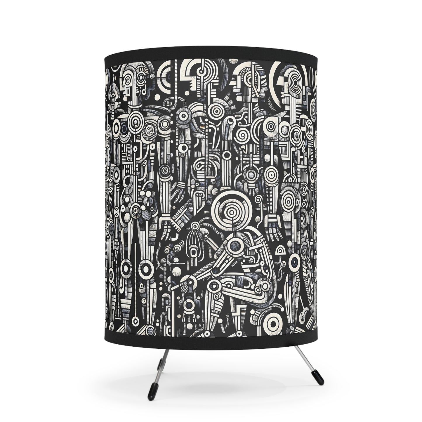 Robotz Artistic Tripod Lamp, Modern Home Decor, Unique Lighting, Gift for Art Lovers, Contemporary Style, High-Res Printed Shade