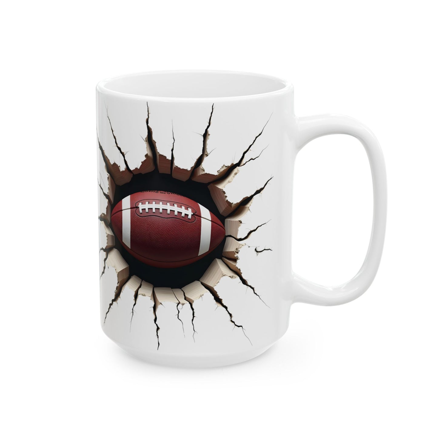 Cracked Football Ceramic Mug - Perfect Gift for Football Fans & Enthusiasts