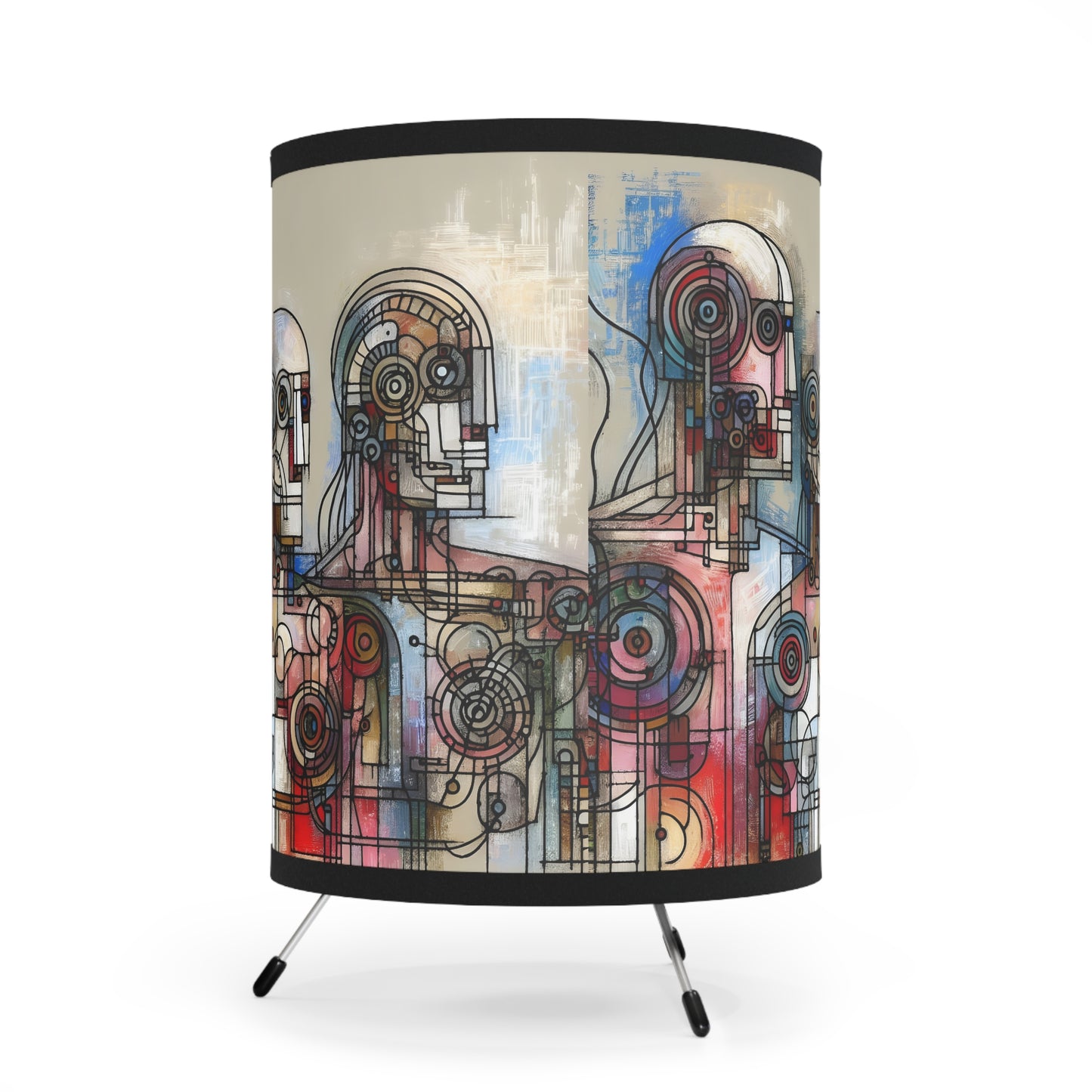 Robotz Artistic Tripod Lamp High-Res Printed Shade, Modern Home Decor, Unique Lighting, Gift for Art Lovers